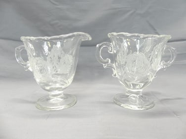 Vintage Etched Glass Triangle Bowl
