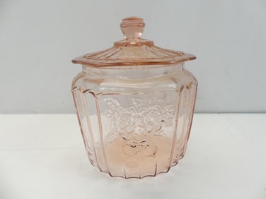 Vintage Anchor Hocking Pink Depression Glass Biscuit Jar