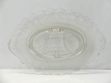 Vintage 100 Year 1776/1876 Clear Glass Oval Platter