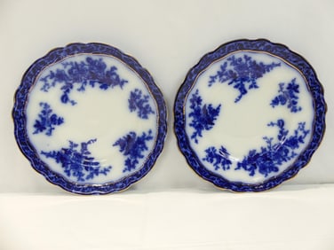 Vintage PR Tourmaline Stanley Pottery Flow Blue Plates