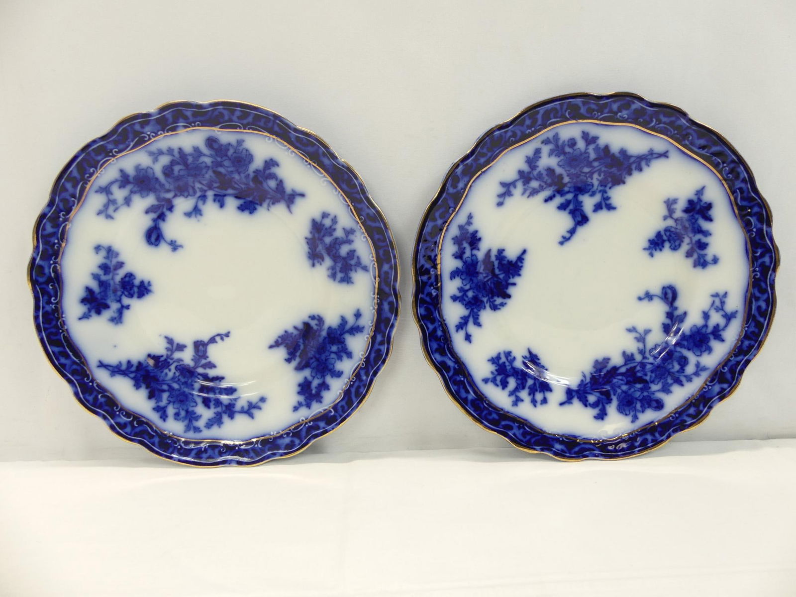 Vintage PR Tourmaline Stanley Pottery Flow Blue Plates (1 of 7)
