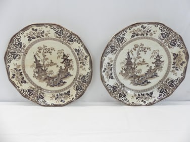 PR of Antique J Clemenston Ironstone Transferware Plates