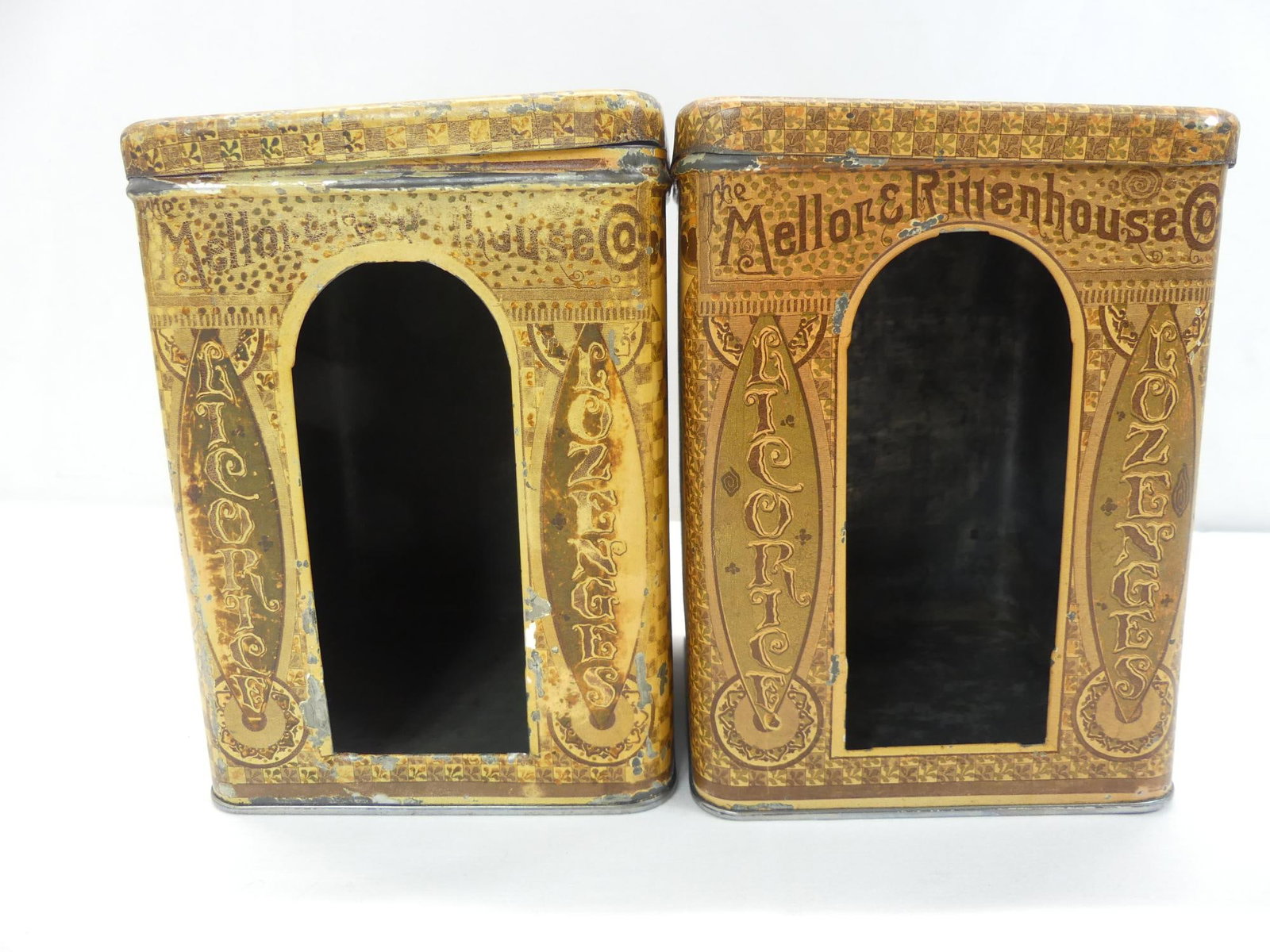 Lot of 2 Vintage Advertising Tins: both cut, see photo's