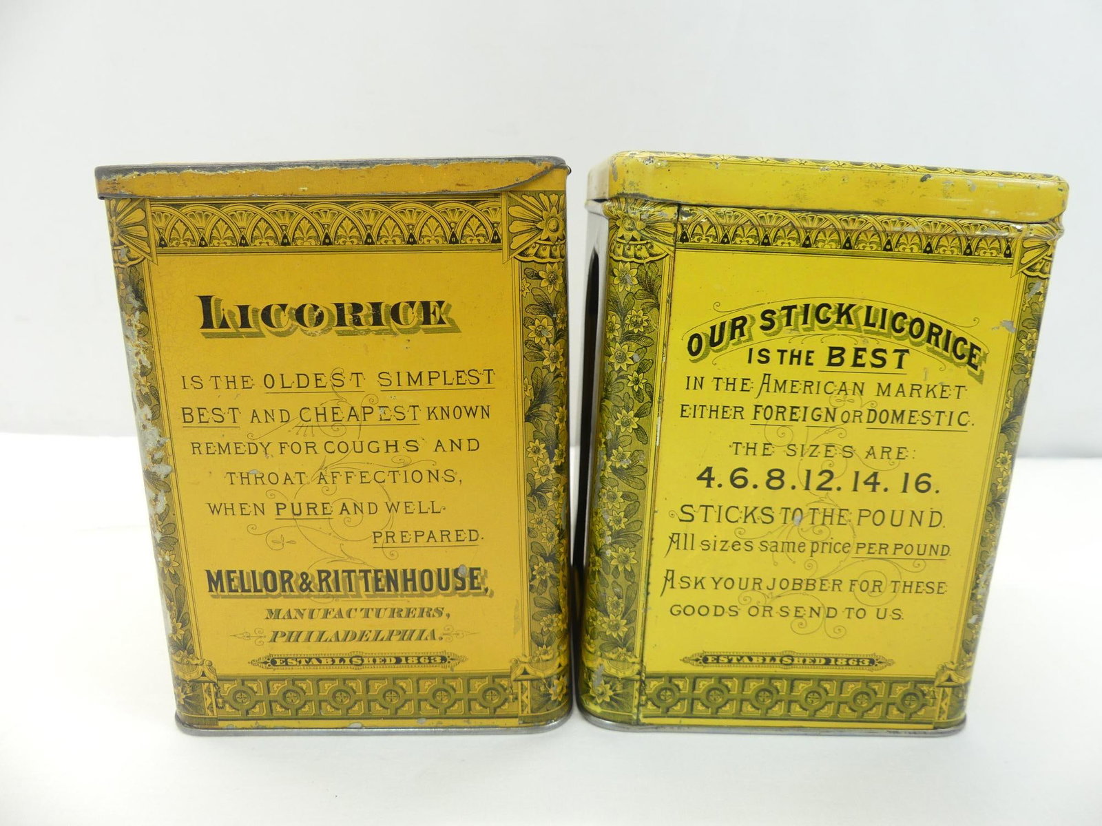 Lot of 2 Vintage Advertising Tins: 1 cut, see photo's