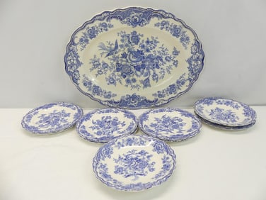 Vintage Bristol England Crown Ducal Platter, Plates & Saucers