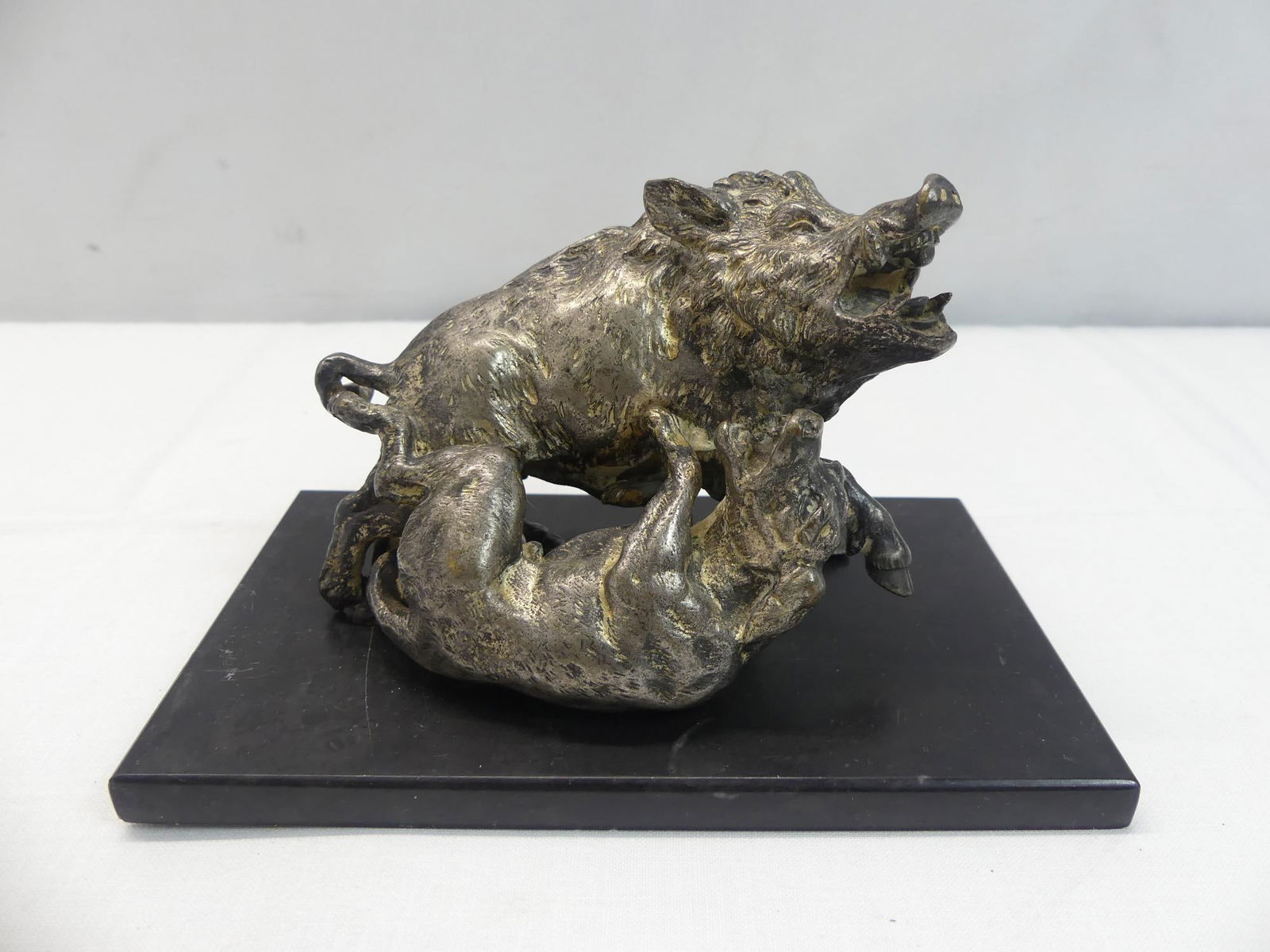 Vintage Dog & Boar Sculpture with Marble Base (1 of 8)