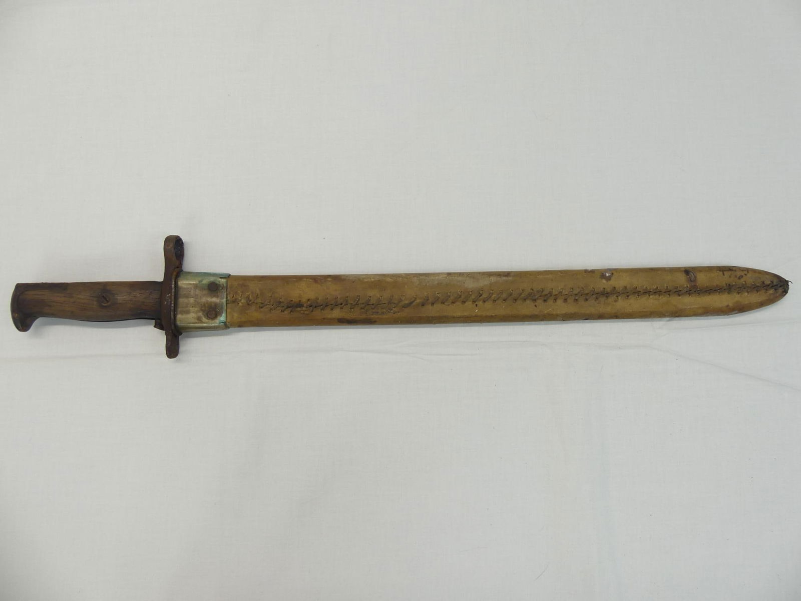 Antique 1908 U S Bayonet with Leather Scabbard: approx. 21 1/2 inches long, see photo's