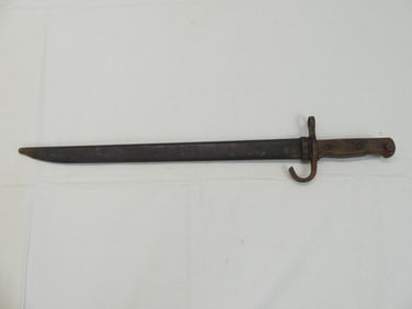 Antique WWII Japanese Bayonet & Scabbard, Wood Handle
