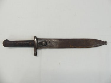 Antique Bayonet with Scabbard, Wood Handle