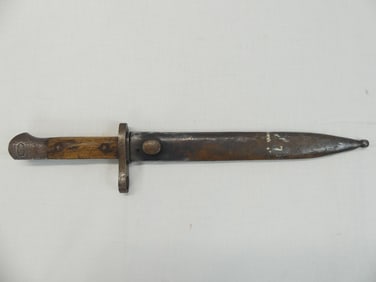 Antique AS FA Bayonet with Scabbard, Wood Handle