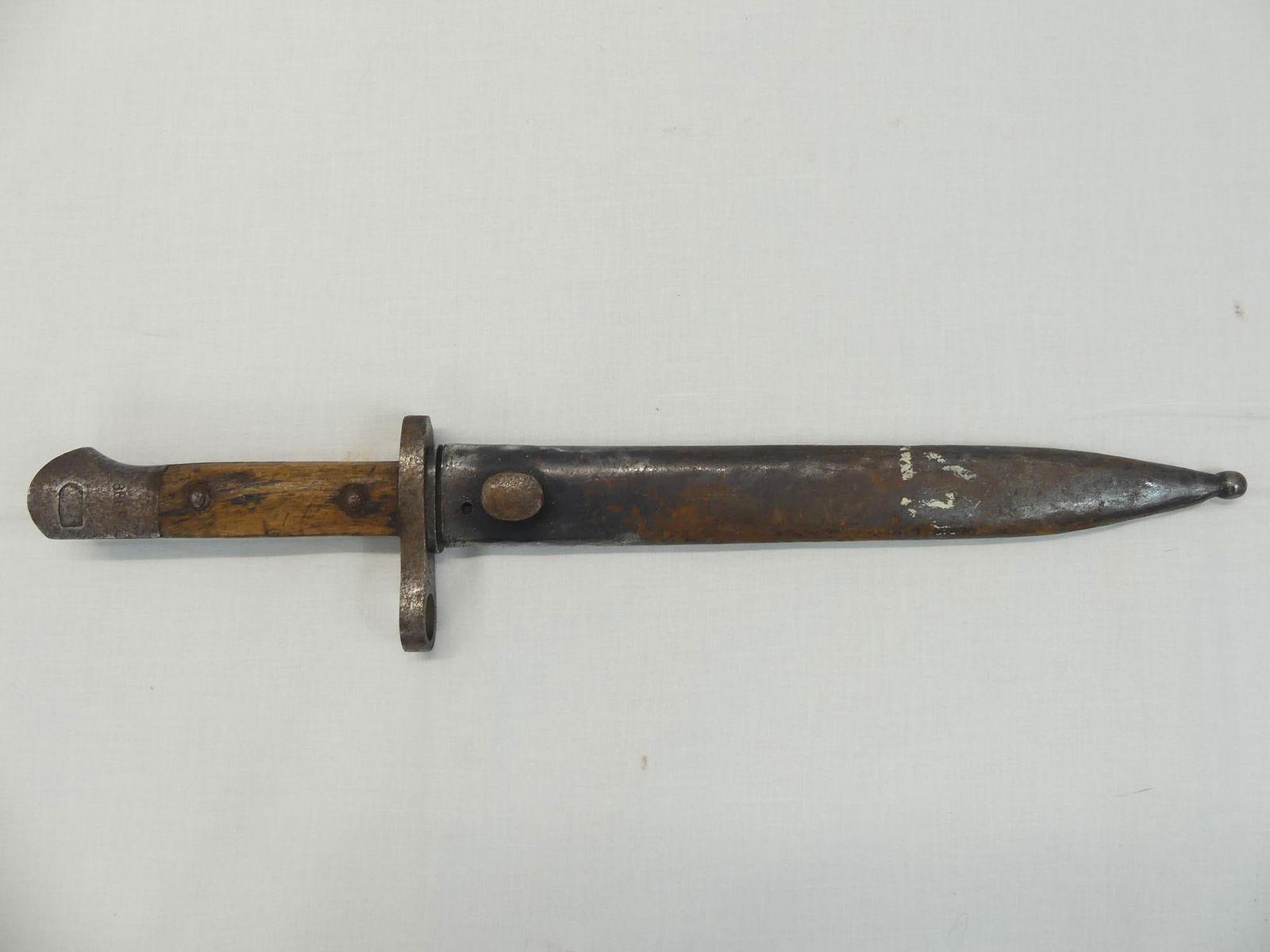 Antique AS FA Bayonet with Scabbard, Wood Handle: approx. 15 1/2 inches, see photo's