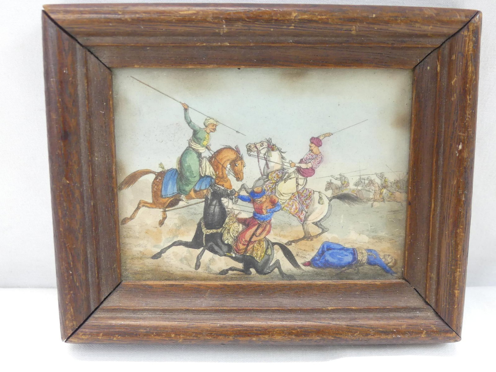 Antique Miniature Watercolor Principal People Middle Ages: approx. 4 3/4 x 3 3/4, see photo's