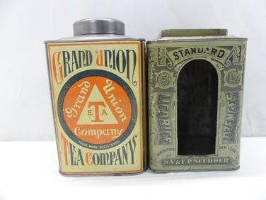 Lot of 2 Vintage Advertising Tins, Grand Union Tea