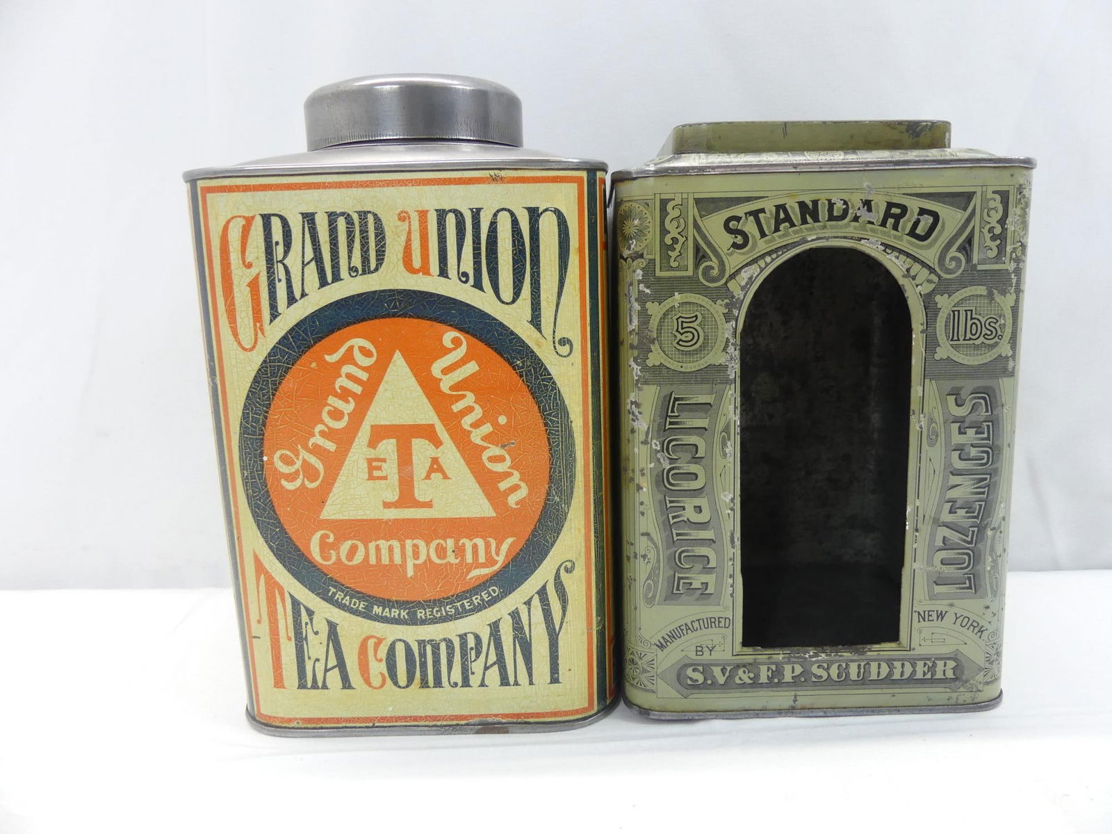 Lot of 2 Vintage Advertising Tins, Grand Union Tea (1 of 6)
