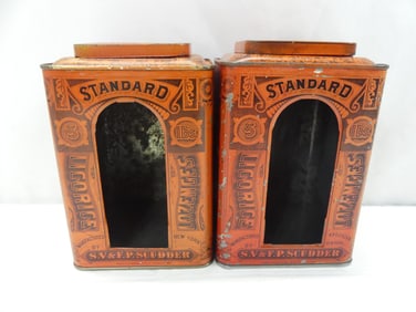 Lot of 2 Red Vintage Standard Licorice Advertising Tins
