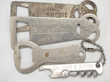 Lot of 4 Advertising Church Key Bottle Openers