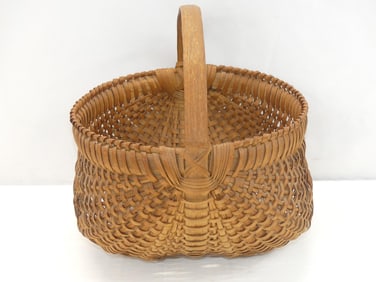 Antique Early American Split Oak Melon Basket Hand Woven