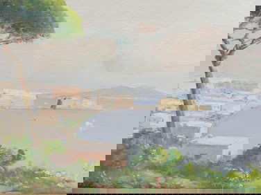 Vintage Signed A. Fiore (Joseph?) Seaside on Canvas
