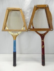 Lot of 2 Vintage 1940's Wilson Wood Tennis Rackets & Holders