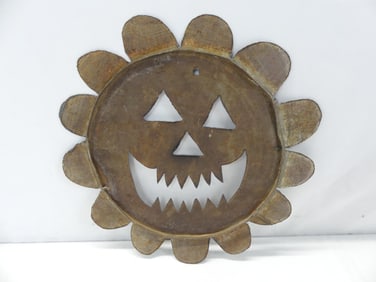 Vintage Hand Cut Tin Jack-O-Lantern Face