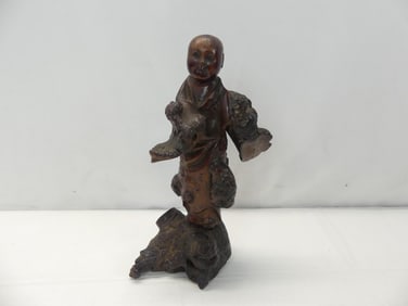 Antique Chinese Wood Root Hand Carving of a God