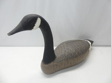 Vintage Hand Carved & Painted Goose Decoy with Glass Eyes