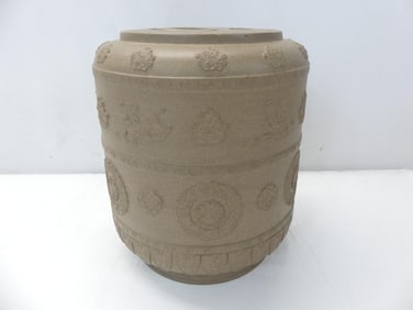 Antique Signed Xixing Hand Carved Clay Covered Jar