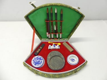 Vintage Sumi Art Set in Original Silk Case