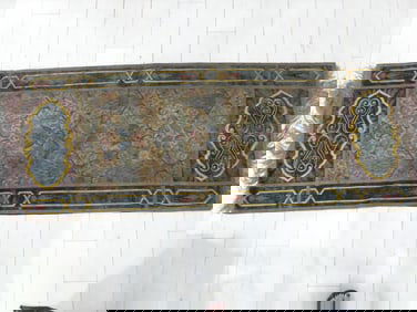 Antique 18c Persian Silk Fine Embroidery, Velvet & Metallic Trim