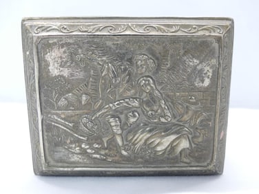 Antique Silver Tone Carved Dresser Box