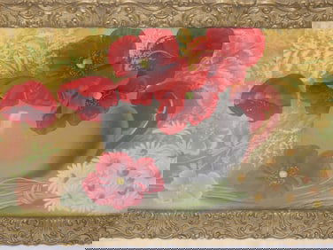 Antique Le Roy Yard Long Floral Lithograph in Nice Gold Frame