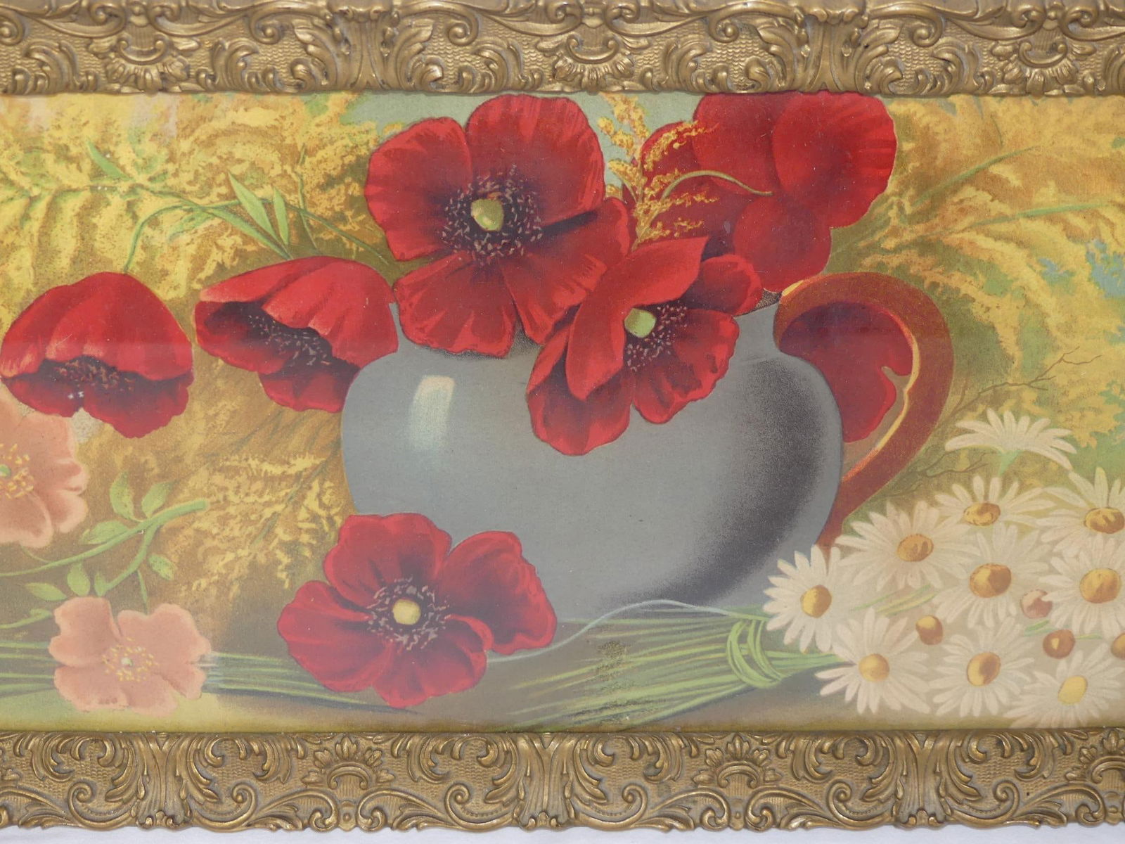 Antique Le Roy Yard Long Floral Lithograph in Nice Gold Frame (1 of 5)
