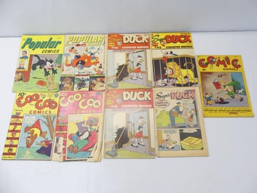 Lot of 9 Vintage Comis, Super Duck, Popular, Coo Coo