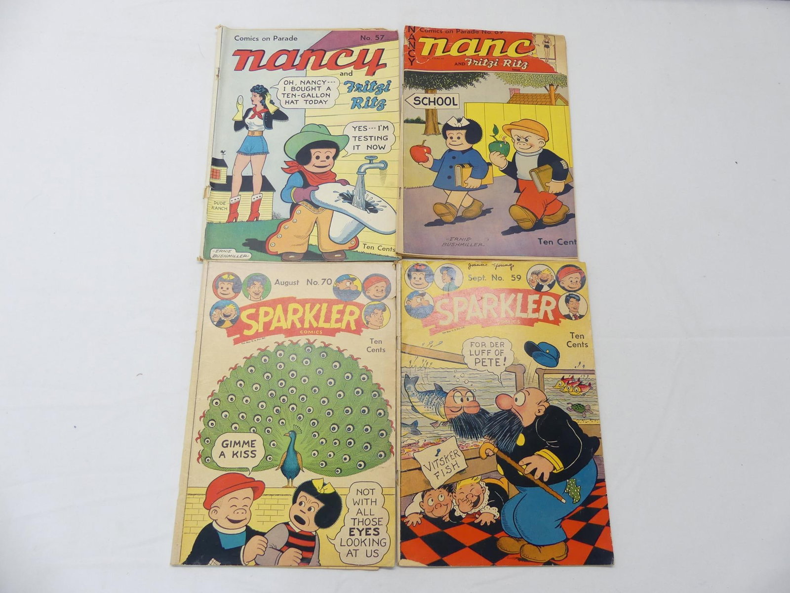 Lot of 4 Vintage Comics, Nancy & Sparkler: see photo's
