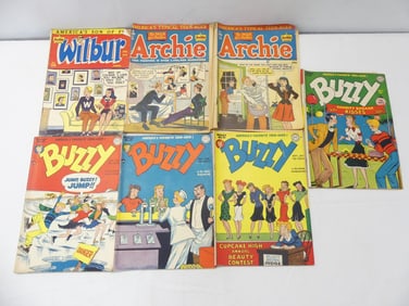 Lot of 7 Vintage Comics, Buzzy, Archie, & Wilbur
