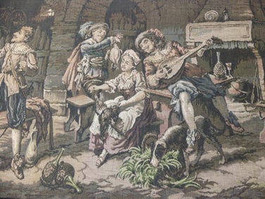 Vintage Tapestry Tavern Scene