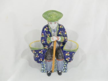 Antique Bares Clermont-Ferrand Seated Man with Baskets