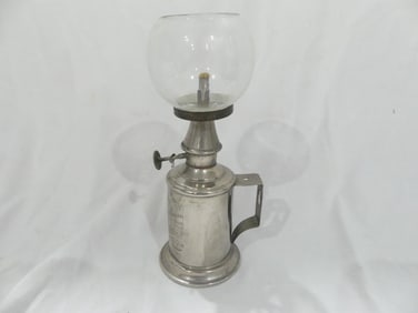 Antique French Pigeon Oil Lamp, Silver Tone Wall Mount