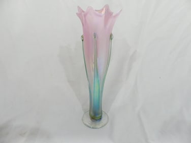 Signed Ron Mynatt Studio Art Opalescent Hand Blown Vase