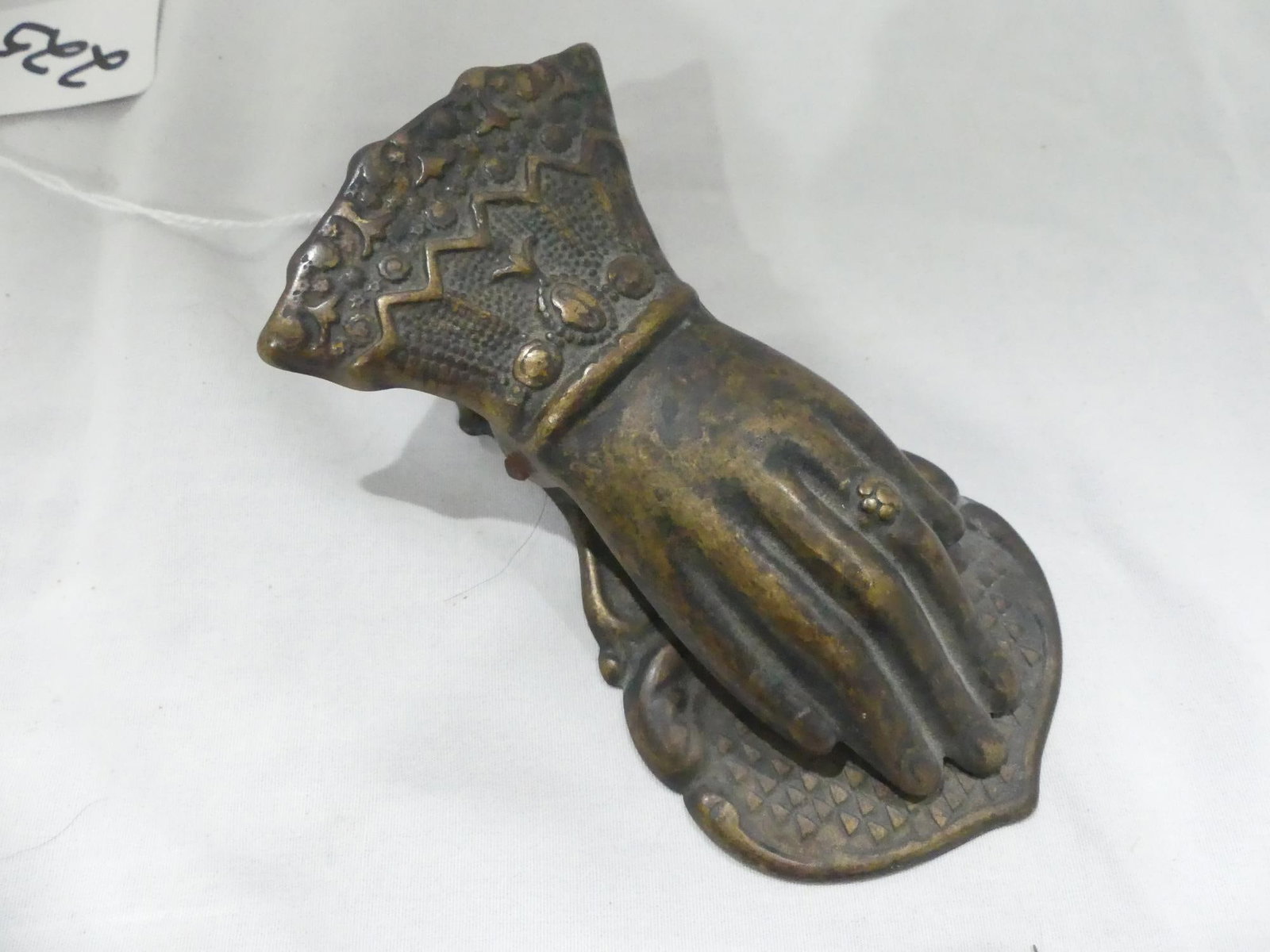 Antique Brass Engraved Lady Hand Paper Clip for Wall or Desk: approx.5 1/4, see photo's
