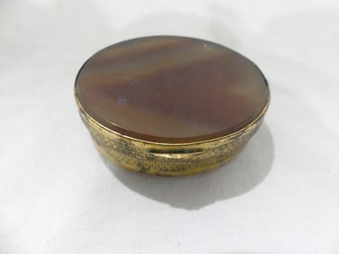Victorian Agate Tiny Box with Gold Tone Frame