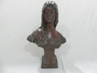 Antique George Coudray Bronzed Metal "Beatrice" Sculpture