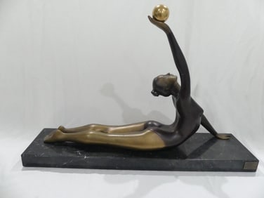 Vintage Italica Large Bronze Sculpture of Gymnast with Ball