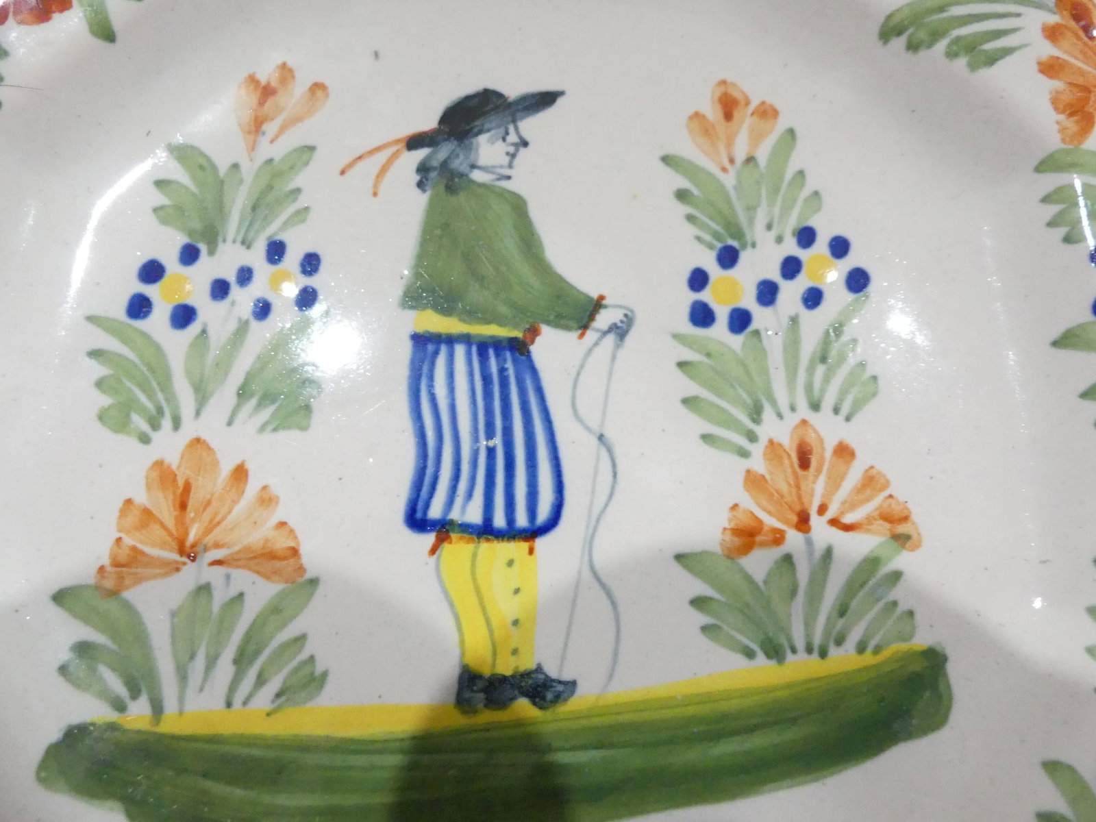 Vintage 1920's Quimper Octagonal Plate: approx. 6 1/2 inches, see photo's