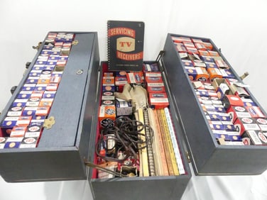 Vintage 1950's Raytheon TV Serviceman's Repair Kit with Tubes