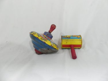 Vintage Ohio Art Toy Top & Made in USA Rattle/Noice Maker