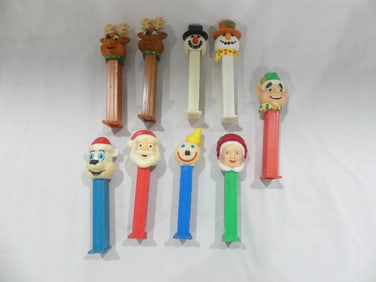 Lot of 9 Vintage Christmas Pez Despensers