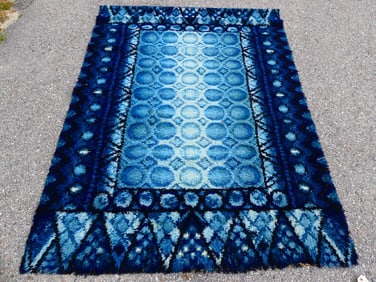 Vintage Mid-Century Blue Shag Carpet
