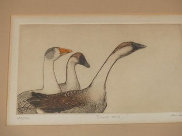 Signed & Numbered 132/150 Wood Block Print of Geese