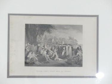 Antique Engraving "William Penn's Treaty with The Indians"